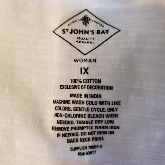 St John's Bay white flutter sleeve pink embroider knit top size 1X - Picture 4 of 4